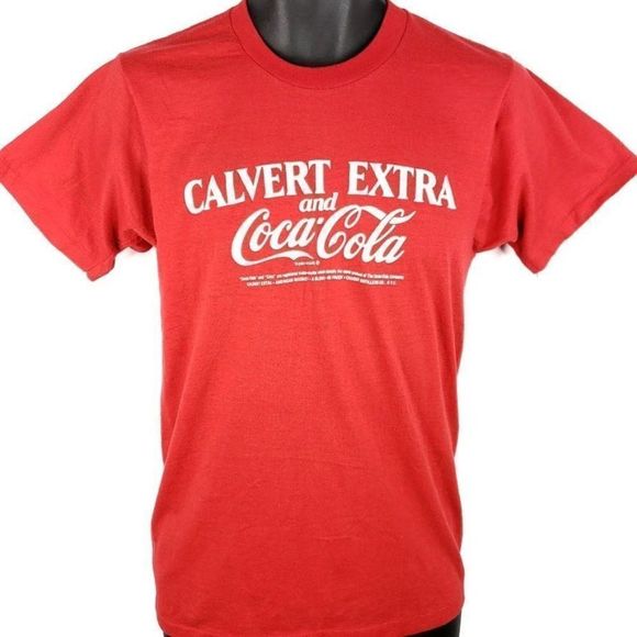 Calvert Extra Coca Cola T Shirt Vintage 80s American Whiskey And Coke 50/50 - Picture 1 of 7